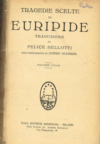 Tragedie Scelte - Euripide - copertina