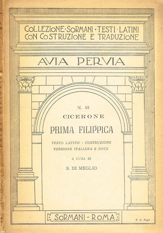Prima Filippica - M. Tullio Cicerone - copertina