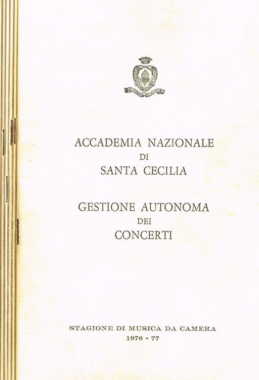 Stagione Sinfonica E Musica Da Camera 1976 77. Gestione Autonoma Dei Concerti - copertina