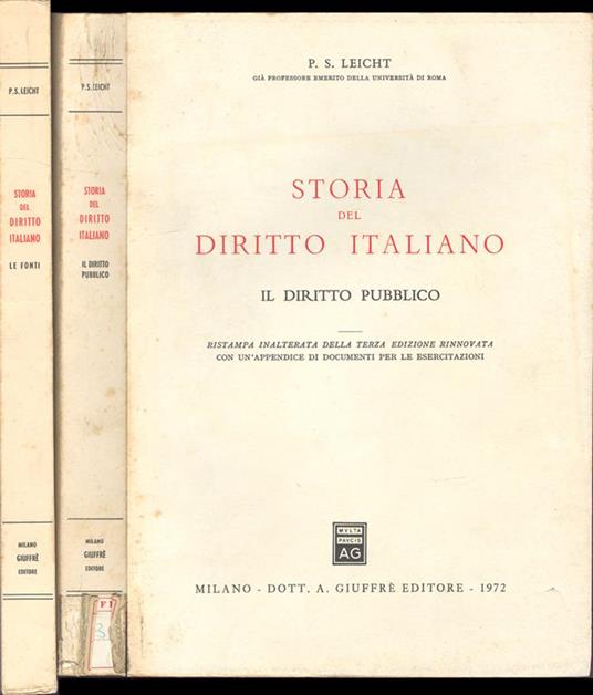 Storia del diritto italiano. Le fonti - P. Silverio Leicht - copertina