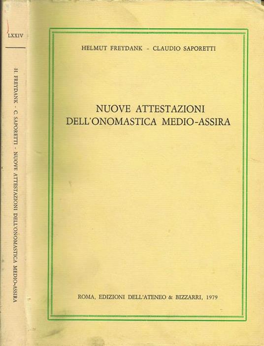 Nuove Attestazioni dell'Onomastica Medio-Assira - Helmut Freydank - copertina
