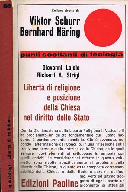 Libertà di Religione e Posizione della Chiesa nel Diritto dello Stato - copertina