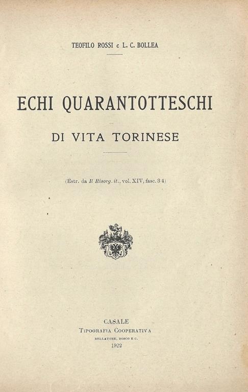 Echi Quarantotteschi di Vita Torinese - Teofilo Rossi - copertina