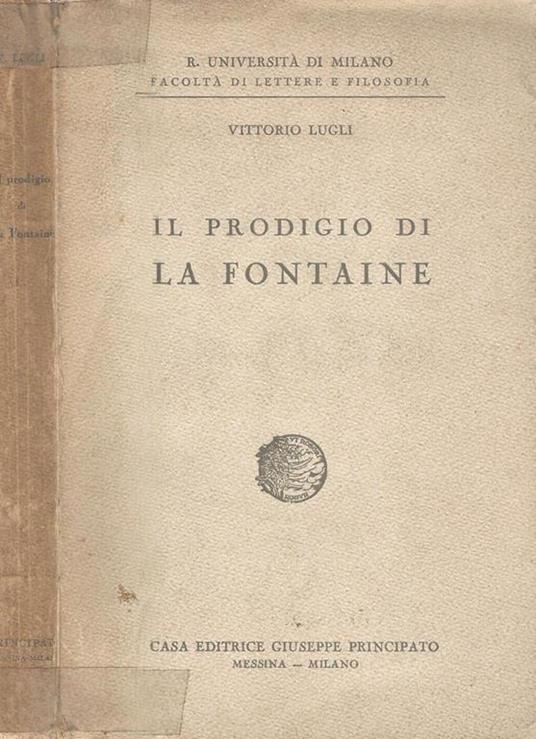 Il prodigio di La Fontaine - Vittorio Lugli - copertina