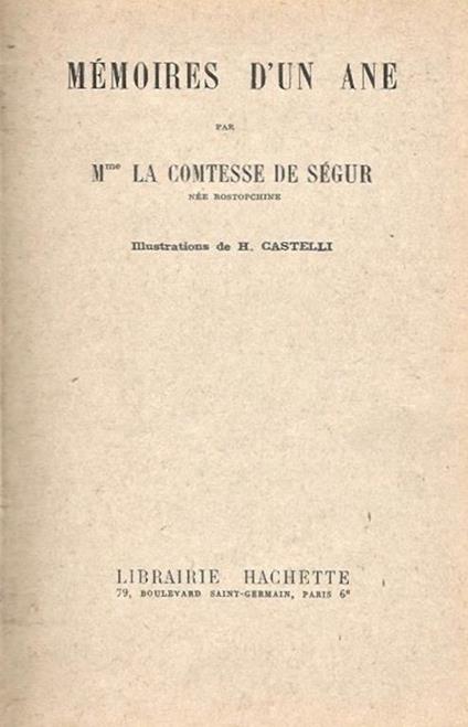 Memoires D'Un Ane - copertina