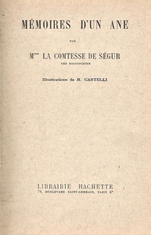 Memoires D'Un Ane - copertina