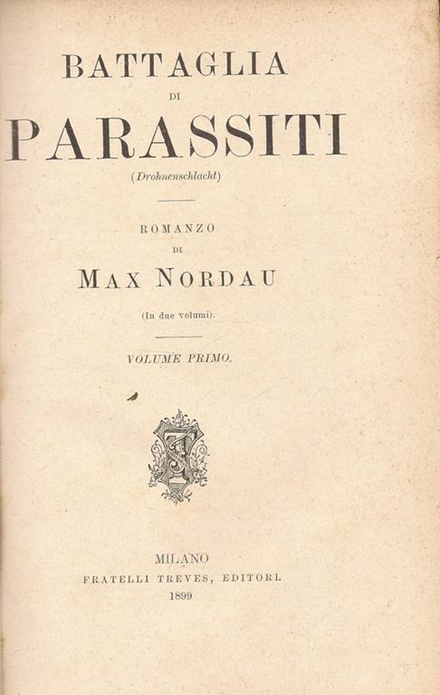 Battaglia di parassiti (Drohnenschlacht) - Max Nordau - copertina