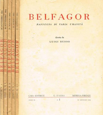 Belfagor. Rassegna Di Varia Umanità. Anno Ix N.1 2 3 5 6 - copertina