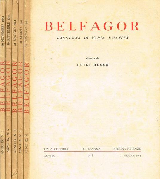 Belfagor. Rassegna Di Varia Umanità. Anno Ix N.1 2 3 5 6 - copertina