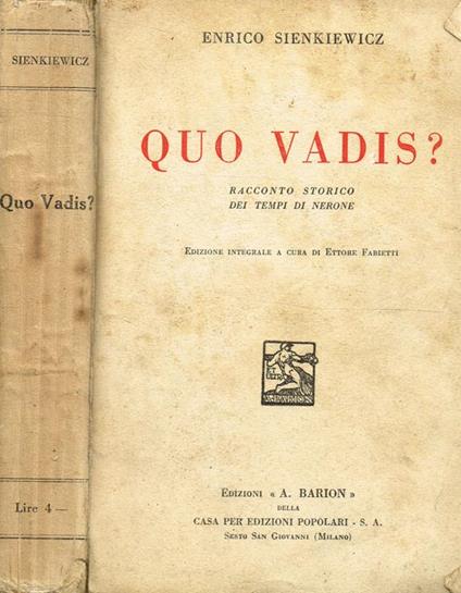 Quo Vadis? Racconto Storico Dei Tempi Di Nerone - Henryk Sienkiewicz - copertina