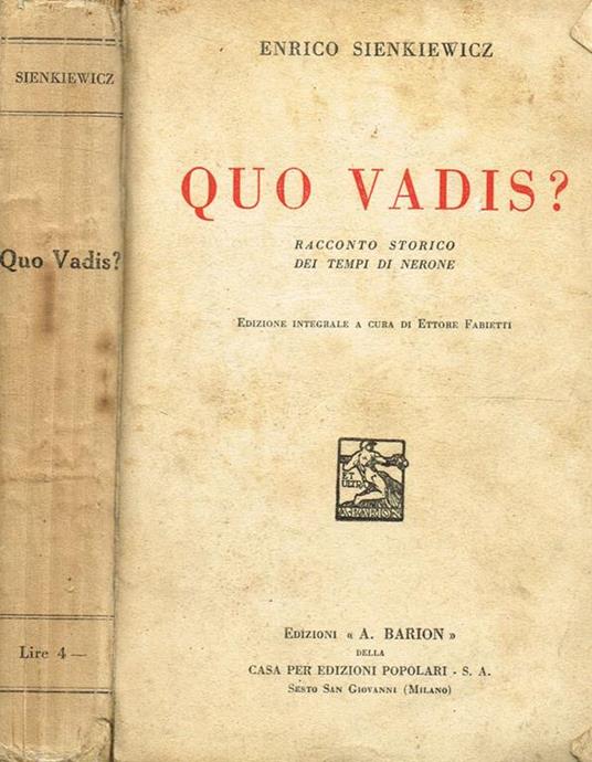 Quo Vadis? Racconto Storico Dei Tempi Di Nerone - Henryk Sienkiewicz - copertina