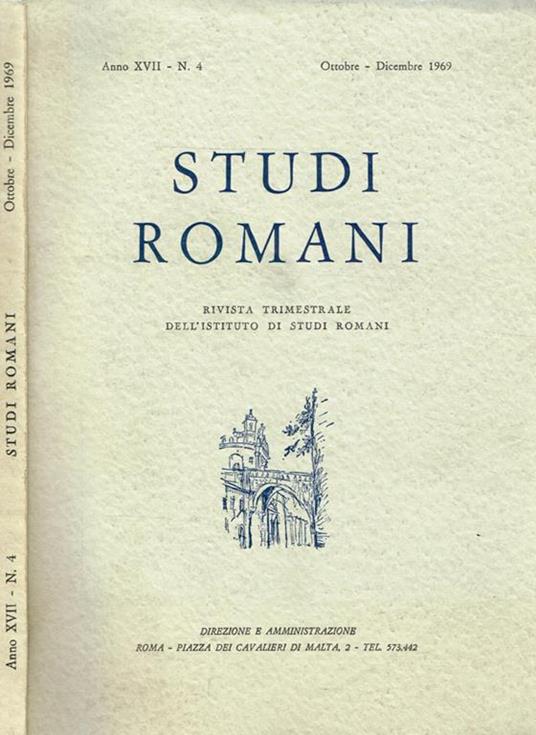 Studi Romani. Rivista Trimestrale Dell'Istituto Di Studi Romani Anno Xvii N.4 - Pietro Romanelli - copertina