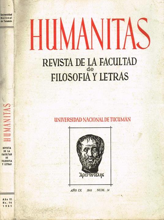 Humanitas. Revista De La Facultad De Filosofia Y Letras Anno Ix N.14 - copertina