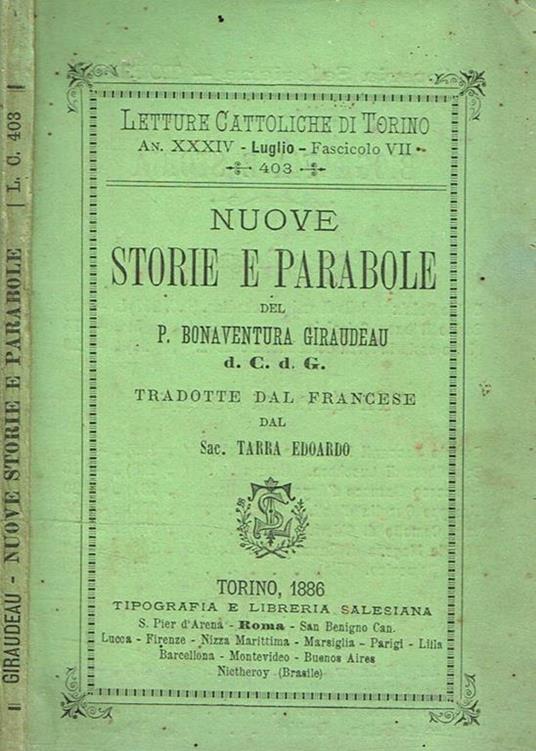 Nuove Storie E Parabole Tradotte Dal Francese Dal Sac.Tarra Edoardo - copertina