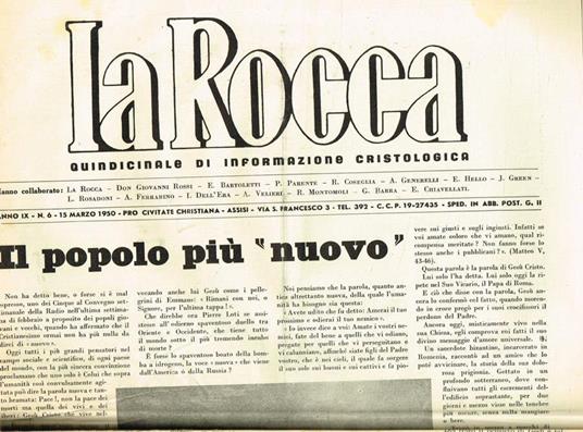 La Rocca. Quindicinale Di Informazione Cristologica Anno Vii N.10, Anno Viii N.8, Anno Xi N.6-11, Anno Xiii N.13 - copertina