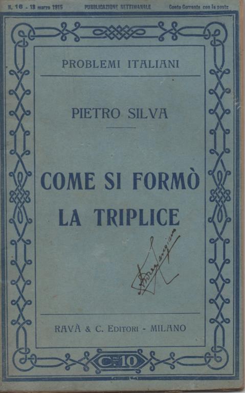 Come si formò la triplice - Pietro Silva - copertina