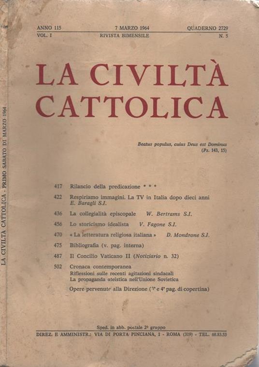 La civiltà cattolica. 1964 - copertina