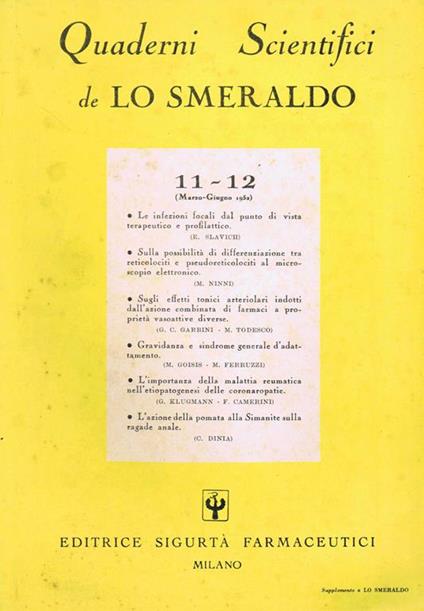 Quaderni Scientifici de lo Smeraldo - copertina