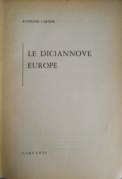 Le Diciannove Europe - Raymond Cartier - copertina