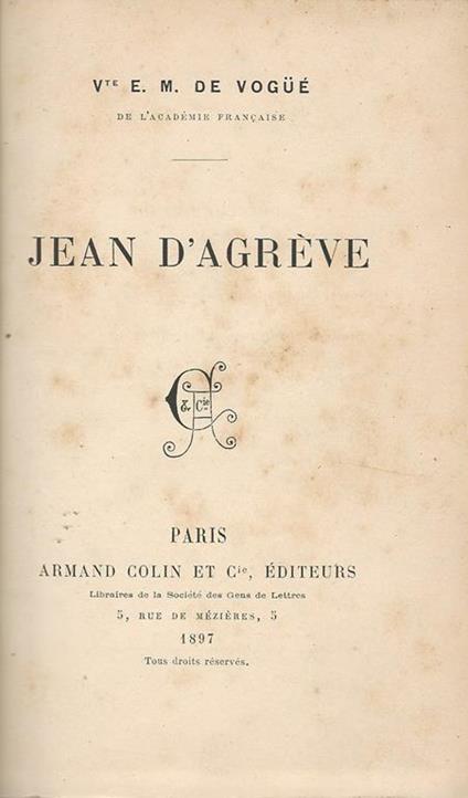 Jean D'Agreve - copertina