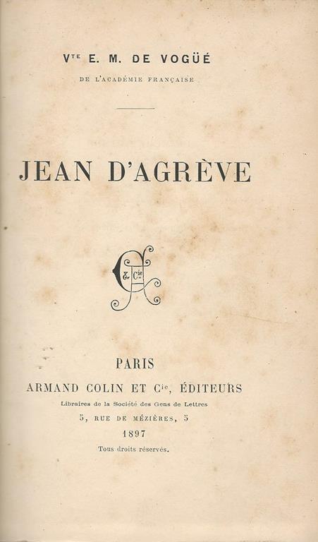Jean D'Agreve - copertina