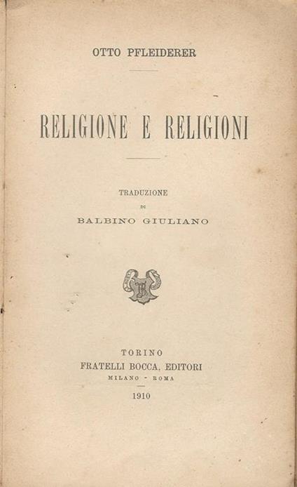 Religione E Religioni - Fernando Palazzi - copertina