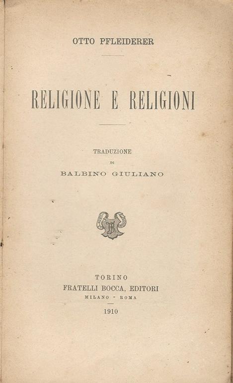 Religione E Religioni - Fernando Palazzi - copertina