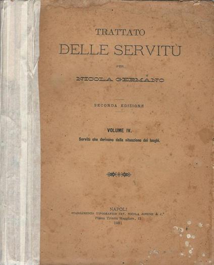 Trattato Delle Servitù - Nicola Germano - copertina