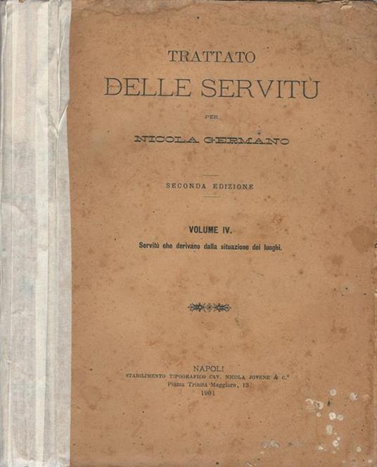 Trattato Delle Servitù - Nicola Germano - copertina