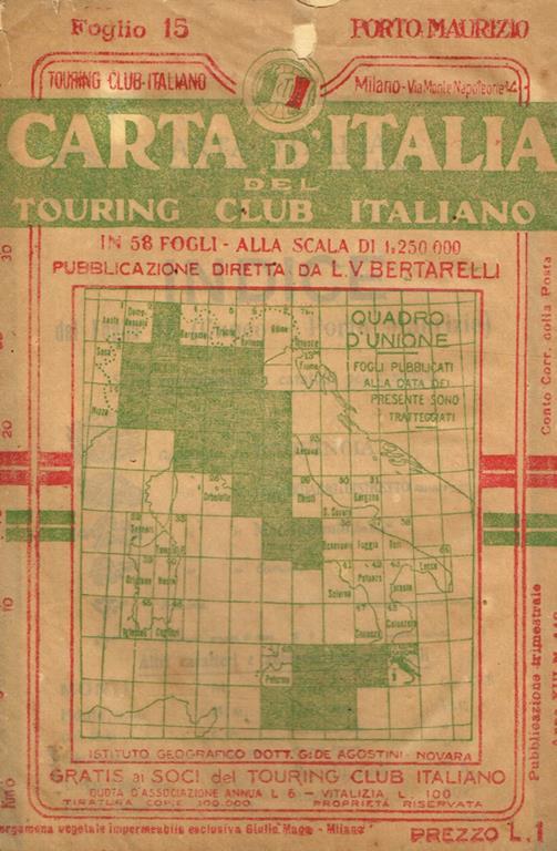 Carta D'Italia Del Touring Club Italiano. Porto Maurizio Foglio 15 - Luigi V. Bertarelli - copertina