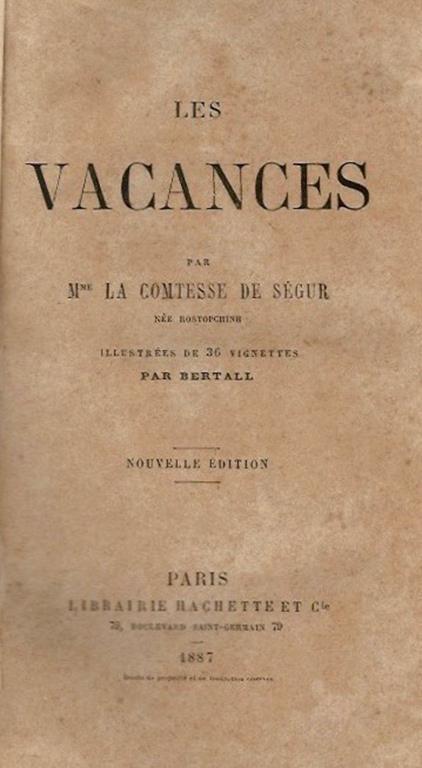 Les Vacances - Comtesse de Ségur - copertina
