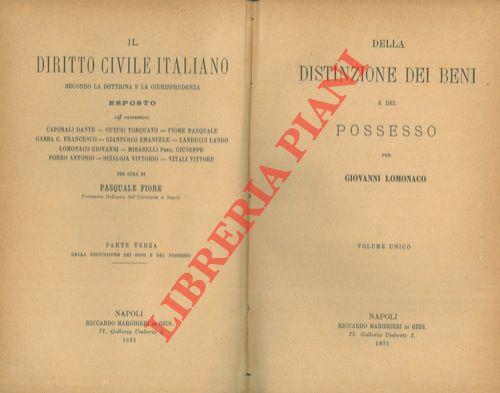 Della distinzione dei beni e del possesso