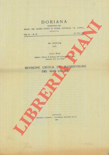 Revisione critica dei Madreporarii del Mar Ligure