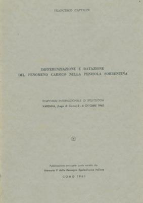 Differenziazione e datazione del fenomeno carsico nella penisola sorrentina