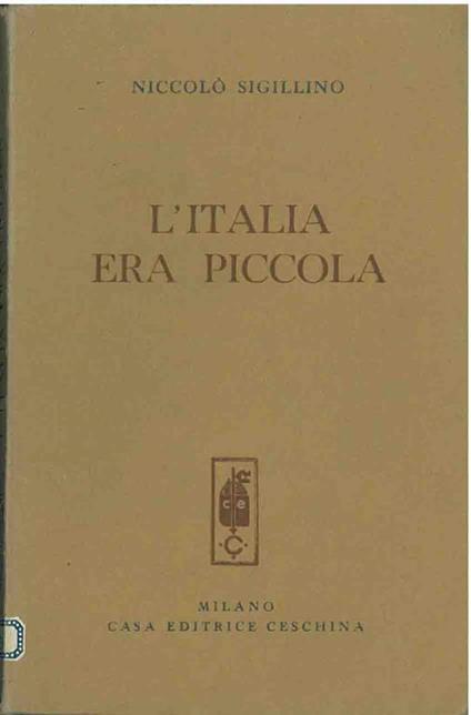 L' Italia era piccola - Niccolò Sigillino - copertina