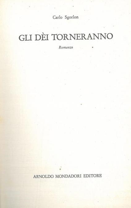 Gli dèi torneranno - Carlo Sgorlon - copertina