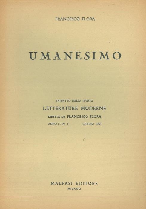Umanesimo - Francesco Flora - copertina