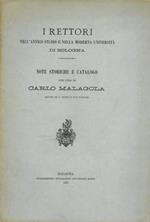 I Rettori nelL'Antico Studio e nella moderna Università di Bologna. Note storiche e catalogo