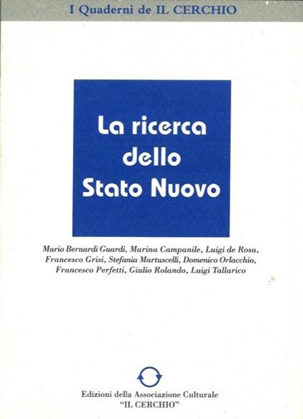 La ricerca dello Stato Nuovo - copertina