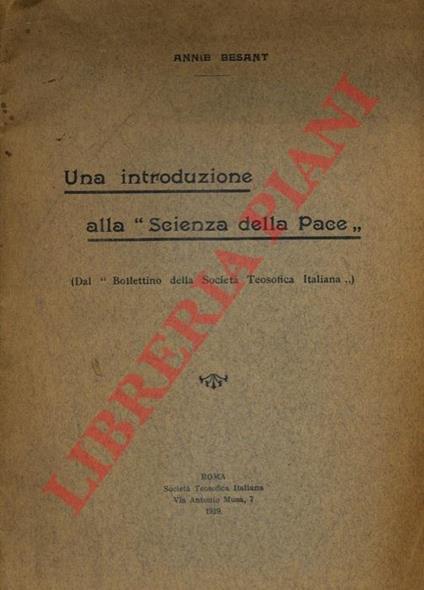 Una introduzione alla "Scienza della Pace" - Annie Besant - copertina