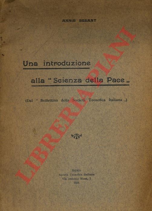 Una introduzione alla "Scienza della Pace" - Annie Besant - copertina