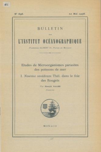 Etudes de Microorganismes parasites des poissions de mer. I. Nosema ovoideum Thél. dans une foie des Rougets - Henryk Raabe - copertina