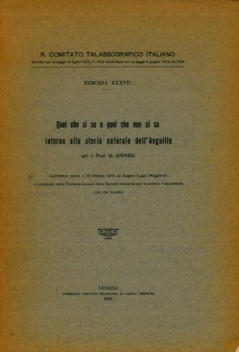 Quel che si sa e quel che non si sa intorno alla storia naturale dell'Anguilla - Battista Grassi - copertina
