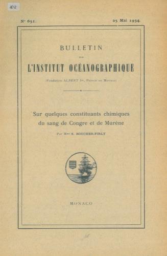 Sur quelques constituants chimiques du sang de Congre et de Murène - S. Boucher Firly - copertina