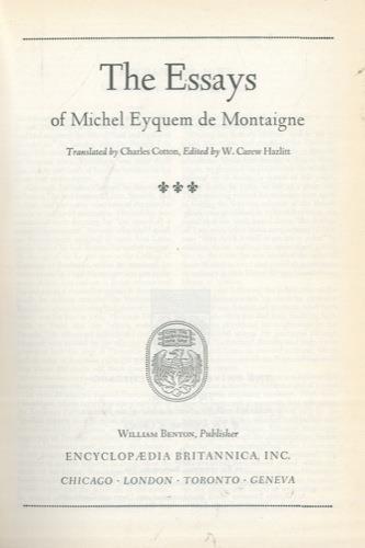 The Essays. Translated by Charles Cotton, Edited by W. Carew Hazlitt - Michel de Montaigne - copertina