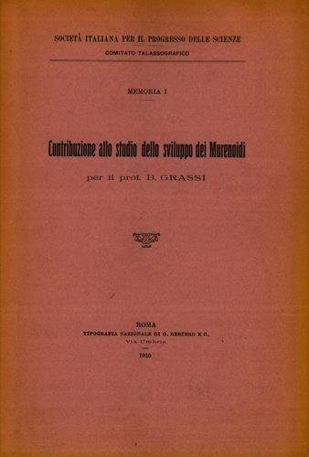 Contribuzione allo studio dello sviluppo dei MurenoidI - Battista Grassi - copertina