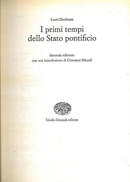 I primi tempi dello Stato Pontificio - Louis Duchesne - copertina