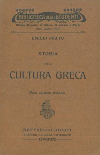 Storia della cultura greca - Emilio Prato - copertina