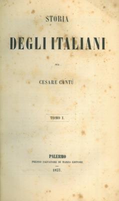 Storia degli italiani - Cesare Cantù - copertina