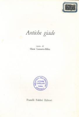 Antiche giade - Oscar Luzzatto Bilitz - copertina
